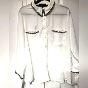 BNWT Laundry by Shelli Segal White Classic Work Blouse